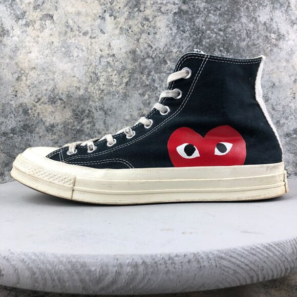 Converse Unisex Size 10M 12W Comme des Garcons PLAY Black High-Top Sneakers - Picture 6 of 15